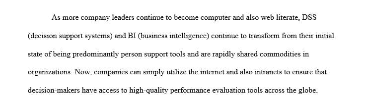 600 word page paper focused on decision support systems and business intelligence