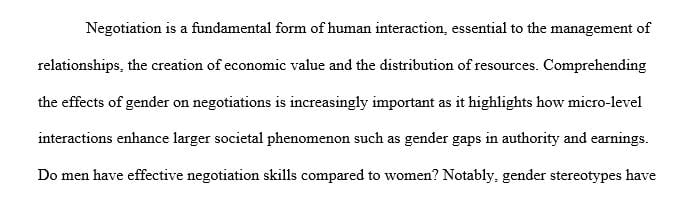 A 2-3-page review of a scholarly article on gender and negotiation strategy