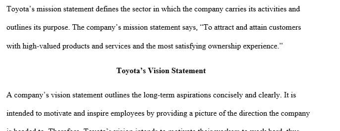 Choose a company that has both a mission and vision statement.