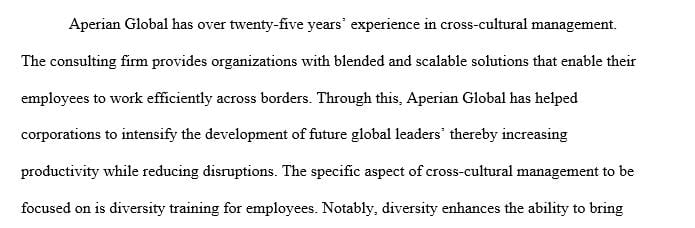 Choose a company that is involved in global cross-cultural management.