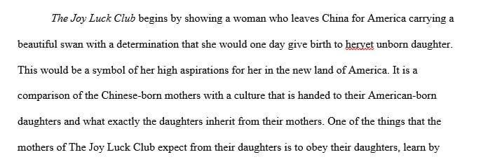 Compare and contrast the mothers and daughters in terms of Chinese and American culture