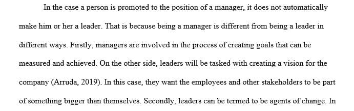 Explain the difference between a leader and a manager.