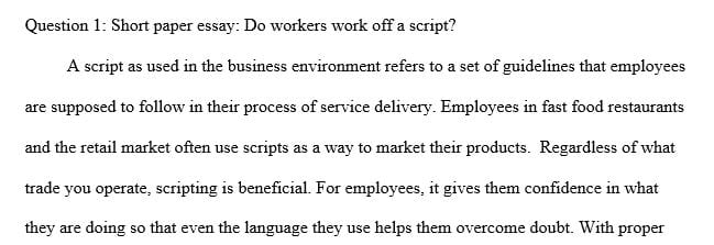 Observe and report on predictable behavior of workers in fast food and retail settings