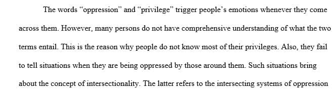 Reflection on Oppression, Intersectionality and White Privilege