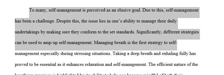 Strategies for self-management