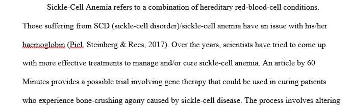 What is the process proposed to cure Sickle Cell