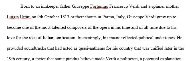 450 words essay about Giuseppe Verdi