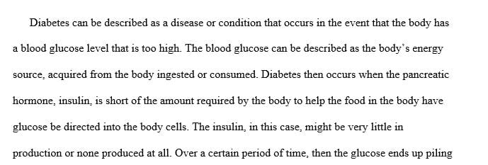 5-7 pages on Diabetes