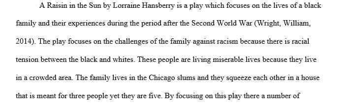 7 pages mla style three scholarly sources has to be on a raisin in the sun by lorraine hansberry