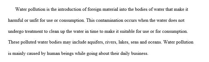 A 5000 word report about water pollution and its type and sources