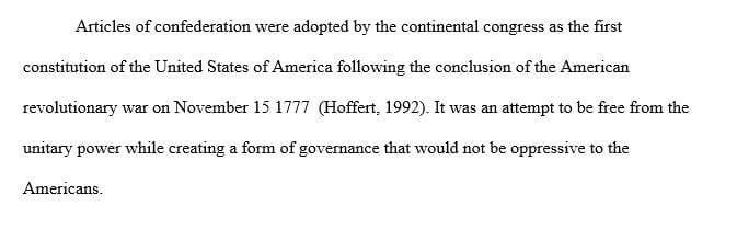 Articles of Confederation and the American Constitution