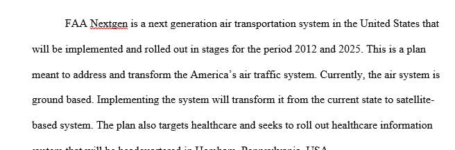 Briefly describe the FAA's initiative of NextGen