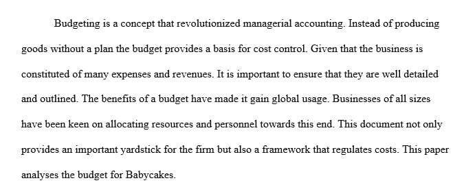 Briefly discuss the ways a realistic budget will benefit the owner of Babycakes versus having no budget at all