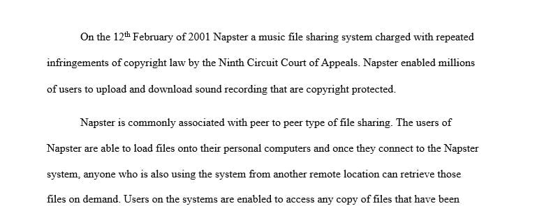 Briefly summarize the intellectual property law issues in the Napster case
