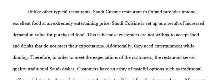 Business plan for a Saudi cuisine restaurant in Orlando.