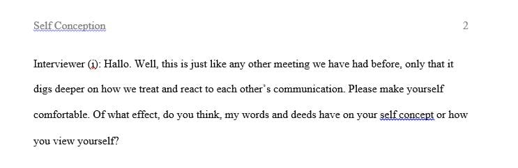 Choose someone with whom you have an important interpersonal relationship
