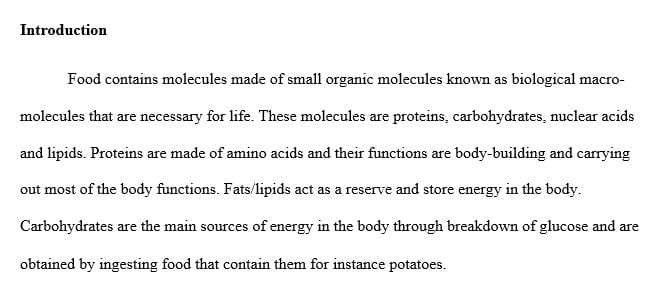 Consider reviewing the information about proteins, carbohydrates and fats in the OLI modules.