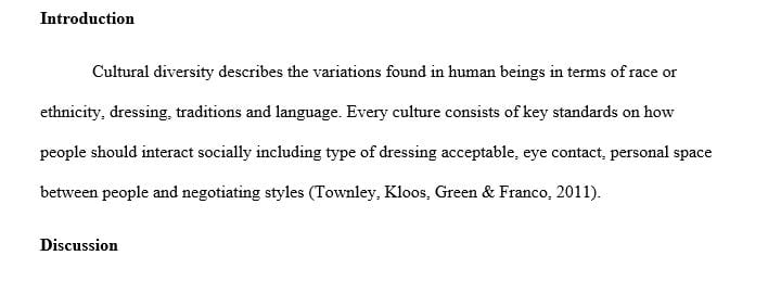 Consider where you live and the cultural diversity that is present in that community