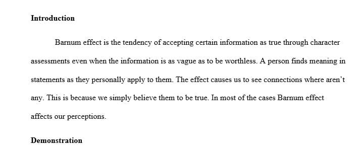 Create a PowerPoint presentation discussing the Barnum Effect
