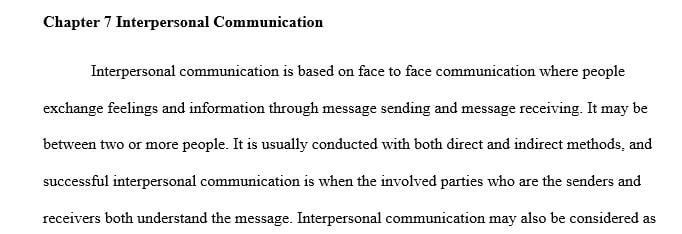 Define Interpersonal Communication