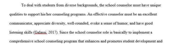 Define leadership and explain the unique qualities of a school counselor's role in student assistance programs