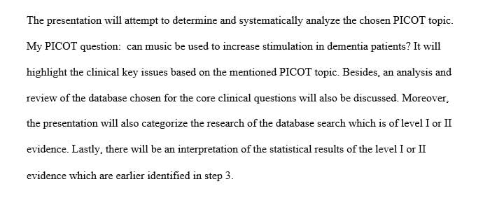 Define the clinical key questions based on PICOT