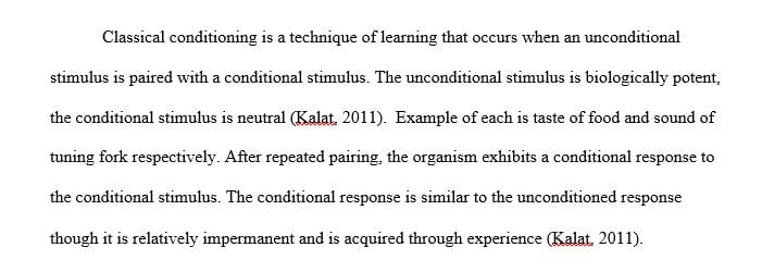 Describe and contrast (in your own words) classical and operant conditioning.