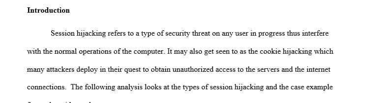 Describe different types of session hijacking.