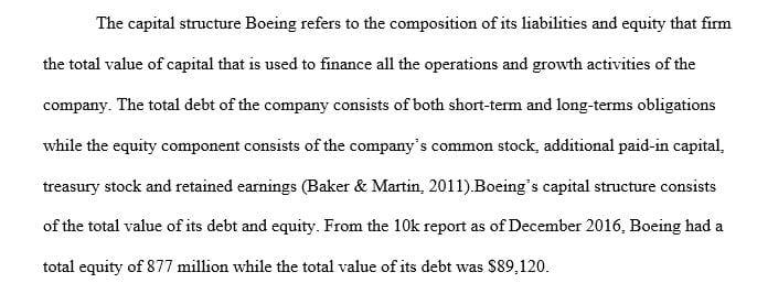 Describe the capital structure of the firm. 