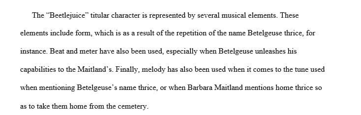 Describe three of these musical elements and explain how they may represent various facets of Betelgeuse’s personality