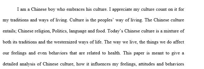 Describing how the culture in which you identify influences your feelings