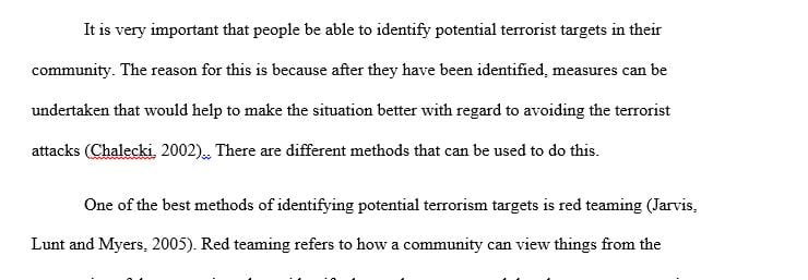 Determine potential terrorist targets in your community