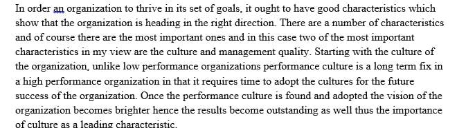 Different characteristics to create high performance work organizations (HPWOs).