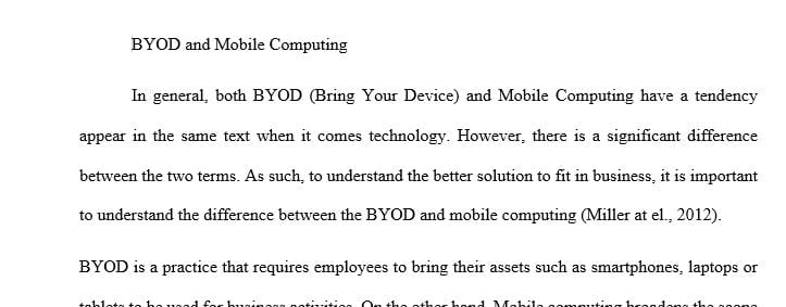 Differentiate between BYOD and Mobile Computing