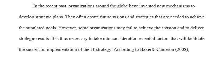 Discuss the four critical success factors for developing IT strategy.