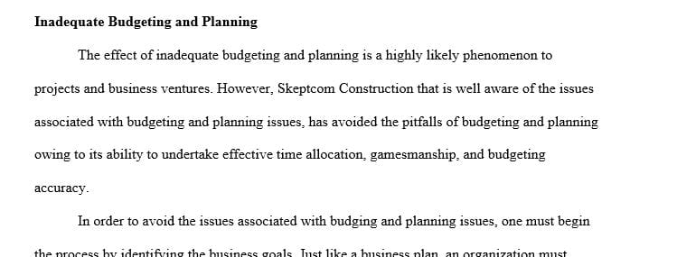 Discuss your opinion on a starting point in the budgeting and planning process