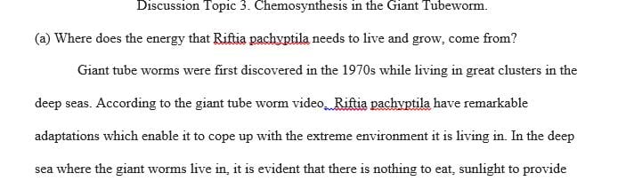 Discussion Topic 1. The phytoplankton that brought Earth to life. 