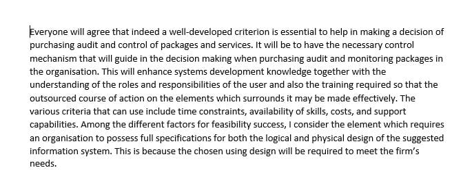 Do you think that criteria should be developed for the decision of buying audit and control of packages and services