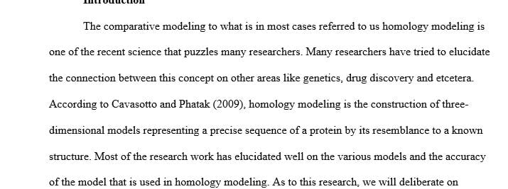 Establish current knowledge on the subject of homology modeling of proteins