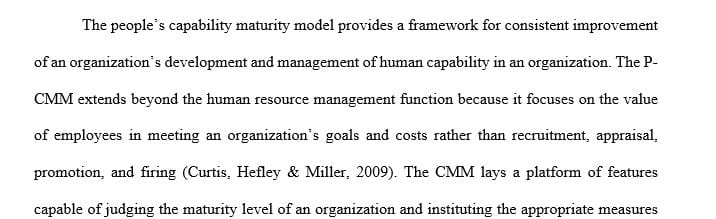 Evaluate the key practices and improvement activities from the people capability maturity model