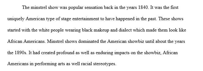 Explain how minstrelsy helped construct musical representations of race in the US