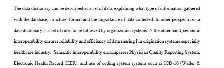 Explain the concept of data dictionary and interoperability in the process of database implementation and design