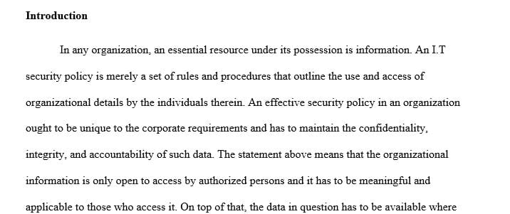 Explain the need for a security policy.