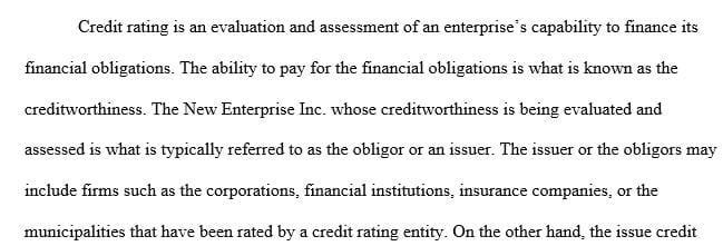 Find the issuer and issue-specific credit ratings for New Enterprise