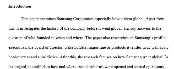How a corporation of your choice has “gone global” — and with what effects