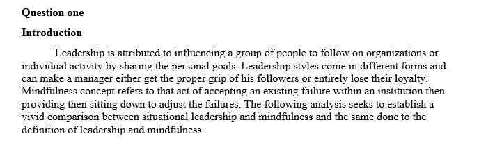 How does mindfulness compare to situational leadership
