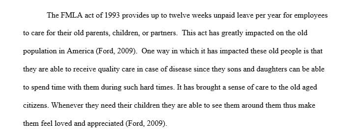 How has the passage of FMLA impacted the older population in the United States