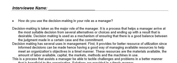 Identify and interview someone they know who is in a management role