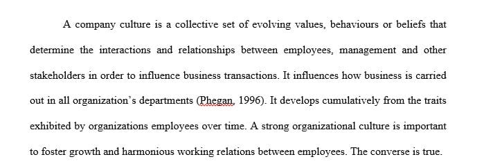 Identify at least three (3) elements of a strong company culture of trust and integrity.