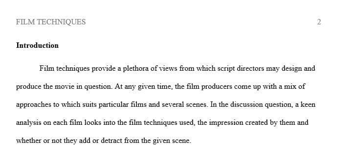 Identify the film techniques present in each film